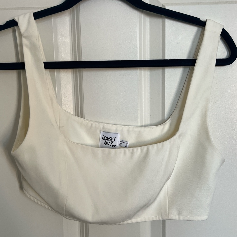 Princess Polly Cream Sleeveless Top